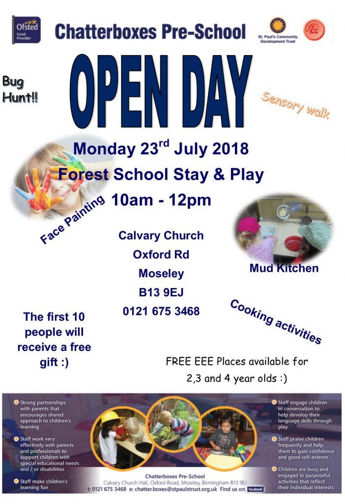 Chatterboxes Open Day Poster July 2018