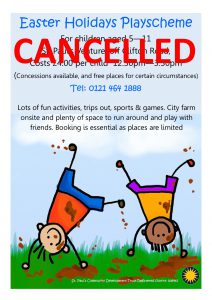 Cancelled Easter Holiday Playscheme Flyer 2020