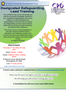 DSL Training Poster - 27th-28th July 23
